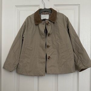Zara Kids Tan Jacket with Brown Corduroy Collar